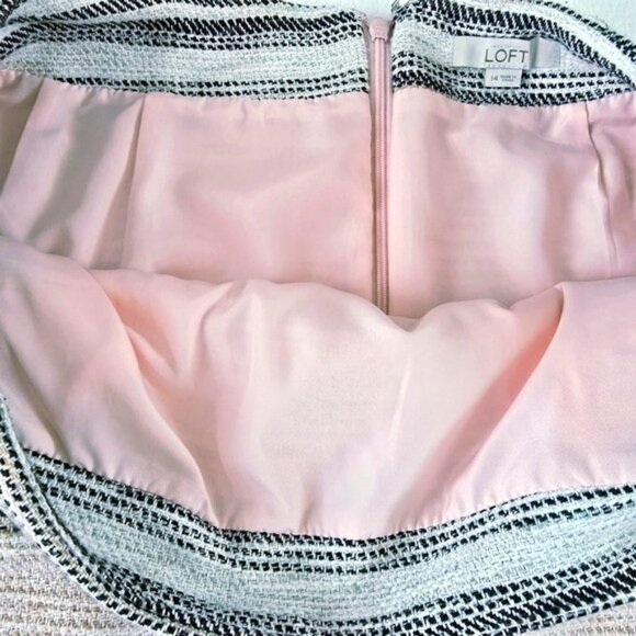 Ann Taylor Loft Women's Tweed Mini Skirt Size 14 Pink Peach Zipper Pockets - Picture 9 of 15
